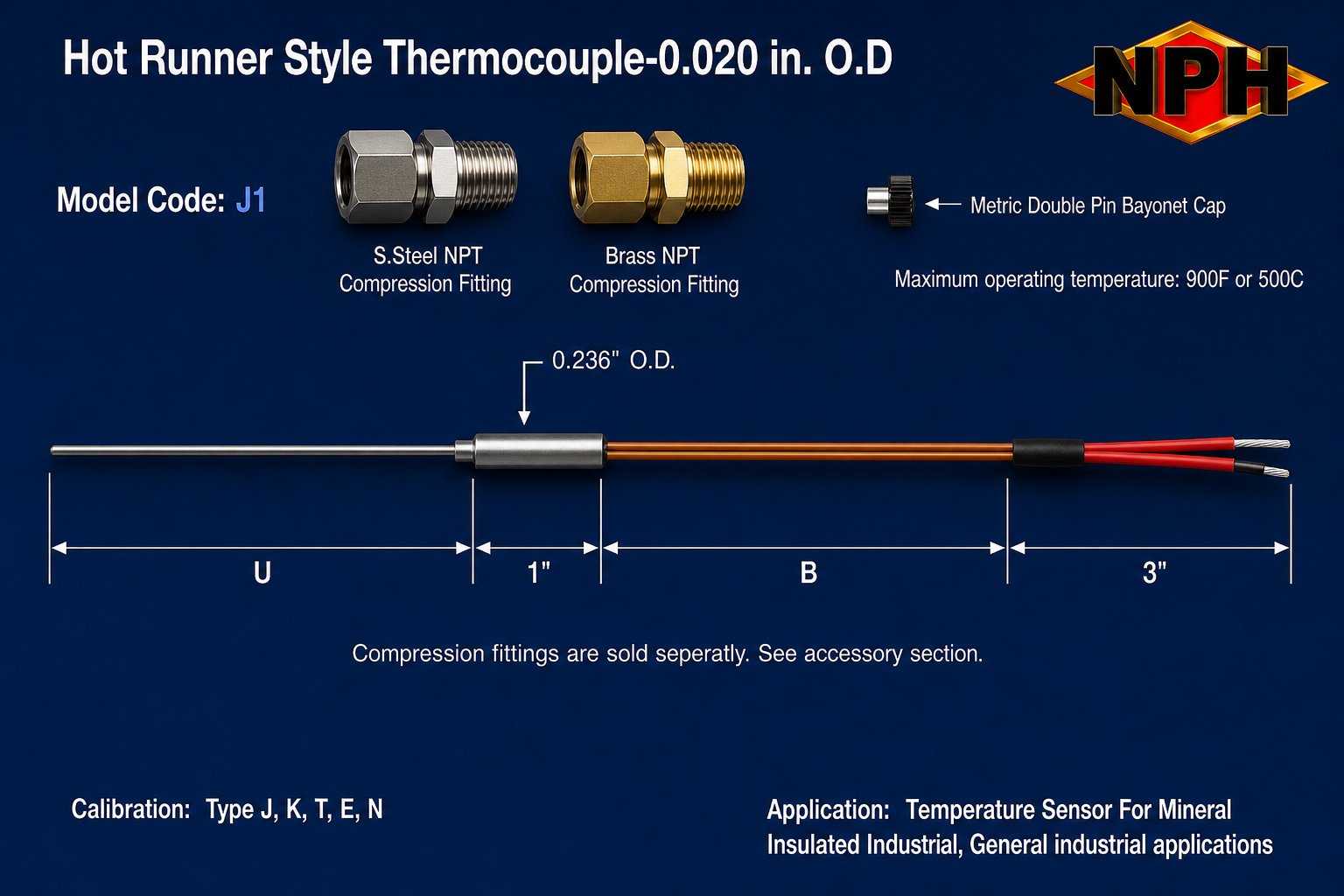NPH Hot Runner Style Thermocouple-J1